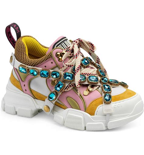 gucci jewel embellished sneakers|Gucci bedazzled sneakers.